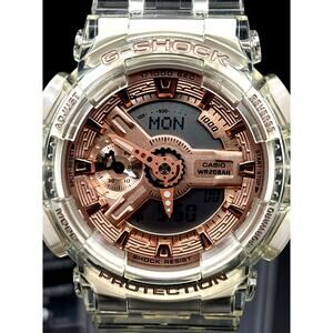 Casio G-Shock GMA-S110SR-7A Women's Rose Gold Clear Analog Digital Watch NIBWT